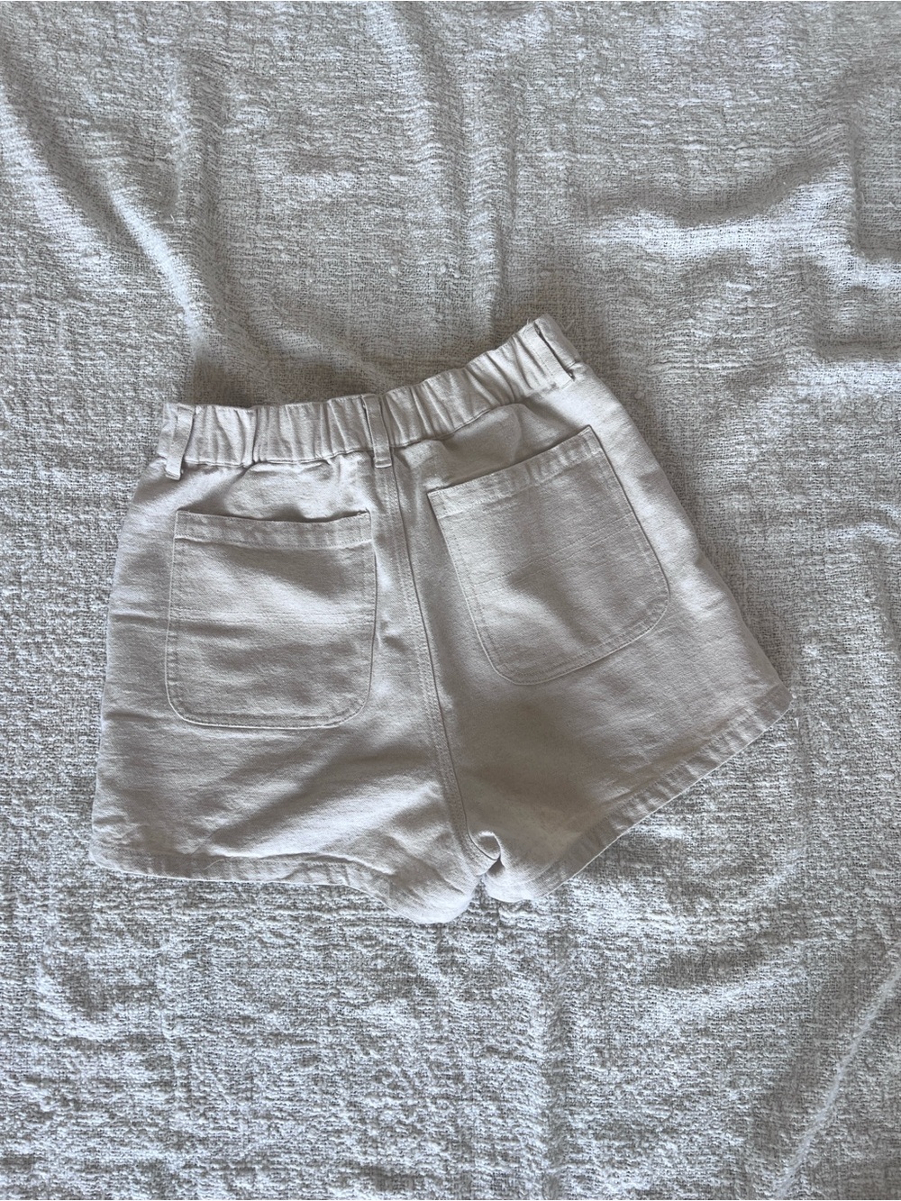 High-Rise Cream Summer Shorts with Front Pockets